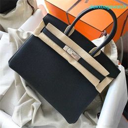 Leather Handbag Elegant Womens Bk Tote Bags 2024 New Trendy Layer Cowhide Lychee Patterned Platinum Bag Genuine Leather Womens Handbag One Shoulder Crossbod HB T65O