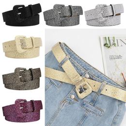 Belts Fashion Luxury Design Vintage Jeans Trouser Dress Decorative Waist Strap Shiny Sequins Belt Pin Buckle Waistband