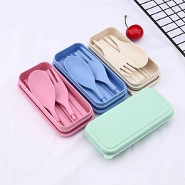 Camp Kitchen Portable Folding Outdoor Camping Hiking Flatware Dinnerware Cutlery Set Fork Chopsticks Spoon Bento Lunch Box Accessories YQ240123