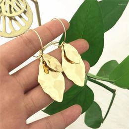 Dangle Earrings Lovely Casual Hammered Effect Two Leaf Charm Drop For Women Girl Naturalism Bohemia Trendy Dainty Jewelry