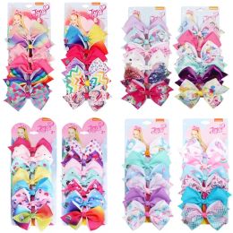 126 Color 5 Hair Bow Girl Colorful Print Barrettes Cool Baby Hair Accessories Unicorn Jojo Siwa Bows 6pcs Card Packing 302 U2 ZZ