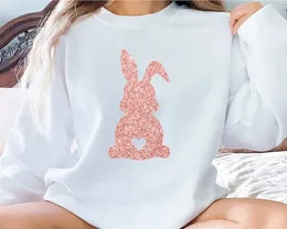 Women's Hoodies Glitter Sweatshirt Cotton Vintage Fashion Happy Easter Unisex