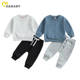 ma baby 03Y born Infant Baby Boys Clothes Sets Toddler Letter Long Sleeve Tops Pants Fall Spring Outfit 240118