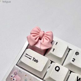 Keyboards Keyboards New Bowknot Cute Esc Keycap Oem Kawaii Pink White Keycaps Girl Woman for Profile Cherry Mx Switch Mechanical Keyboard YQ240123