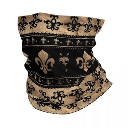 Scarves Luxury Black And Gold Fleur-De-Lys Bandana Neck Gaiter Printed Balaclavas Magic Scarf Headwear Riding For Men Women All Season