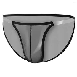 Underpants Mesh Thin Briefs Sexy Men Underwear Low Waist Sports Panties U Convex Pouch Elastic Lingerie For Gay Sheer