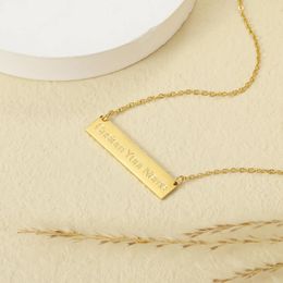 Necklaces Qitian Custom Bar Necklace Engraved Name Necklace Gold Stainless Steel Minimalist Nameplate Pendant Christmas Gift For Women