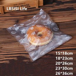 LBSISI Life Soft PE Frosted Plastic Bag For Bread Toast Cookie Candy Disposible PE Top Open Flat Food Gift Bags 201015219m