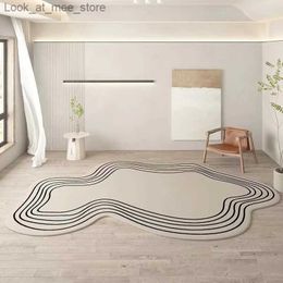 Carpet Irregular Cream Color Living Room Bedroom Anti-Dirt Anti-Slip Imitation Cashmere Carpet Q240123