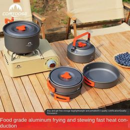 Camp Kitchen Camping Portable Gas Outdoor Stove Set Hanging Pot Picnic Field Cooking Cookware Tableware YQ240123