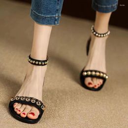 High 2024 Women Shoes Sandals For Quality Summer Women's Solid Colour Round Toe Low-heeled Open Zipper 68 's