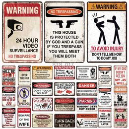 Metal Painting Retro Warning Metal Sign Danger Vintage Plaque Metal Caution Tin Poster Metal Plate for Garage Park Home Man Cave Wall Decor