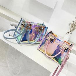 Transparent Hologram Hand Bags Ladies 2018 New Fashion Laser Crossbody Handbag PVC Female Big Tote Girl Clear Purses Bolso Mujer1243t