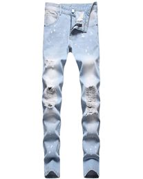 2022 Men039s Ripped Skinny Jeans Fashoin Casual Slim Denim Pants Size 2842 Midwaist Multiple Holes Trousers 20 Styles Pantalo6154808