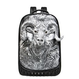 3D Rivet Goat Backpack bags for Women Men travel bag whimsical Cool Rock Bags Halloween Party Bag unique Originality Boys Girls Party School Bags