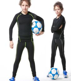 Kids running sets compression base layer sportswear soccer basketball pants long sleeve shirts tights sports leggings fitness2458440