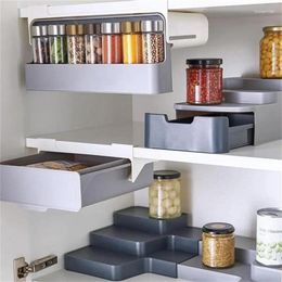 Kitchen Storage Plastic Rack Seasoning Under-Shelf Drawer Holder Spice Bottle Boxes Accessories Useful Convinient Tools