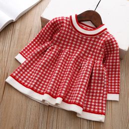 Girl Dresses Born Girls Plaid Sweater Dress Autumn Winter Children Toddler Baby Clothes For Kids Princess Casual Christmas 3M