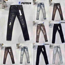Schwarze dünne lila Jeans Designer Männer Herren Desig Farben Hosen lange Hippop Aufkleber Stickerei schlanke Denim gerade Streetwear BOYL