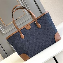 Tote Bags Women Denim Designer Handbag Shoulder Bag with Leather Handle182o