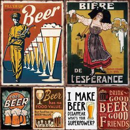 Metal Painting Beer Metal Tin Sign Bar Club Vintage Poster Kitchen Iron Plate Wall Painting Beverage Shop Wall Decoration Barbecue Stall Plaque