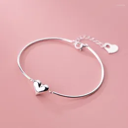 Link Bracelets S925 Silver Plated Love Heart Charm Bracelet For Women Girls Bangle Girlfriend Wedding Party Jewelry Gift SL462