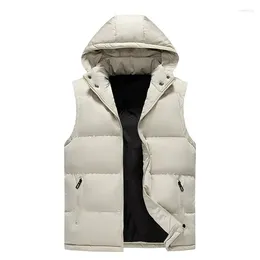 Men's Vests Autumn Winter Men Thick Vest 2024 Sleeveless Jacket Hooded Warm Outwear Casual Waistcoat Windproof