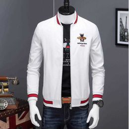 Men's Jackets Little Bee Embroidered Jacket Men's 2021 European Station Trendy Brand Slim Jacket Korean Trendy Baseball Uniform Flying Suit