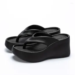 Slippers Designer Black Thong Flip Flops Women Chunky Summer Beach Wedges Sandals Thick Soled Orthopedic Clip Toe Slides Shoes