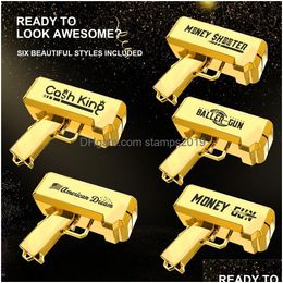 Other Festive Party Supplies Money Gun Shooter Ruvince Toy 18K Real Gold Plating Prop Dollar Cash Cannon Make It Rain For Nightclu Dhjsy