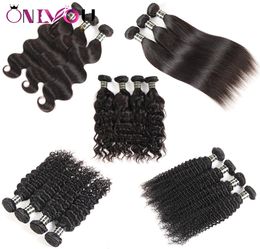 10A Peruvian Straight Virgin Human Hair Weave Extensions Body Wave Deep Kinky Curly Hair Bundles 3 or 4 Bundles per lot Natural Bl4002826