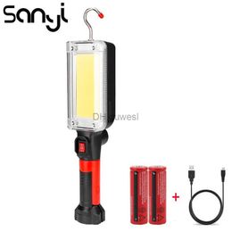 Camping Lantern Portable Working Lamp Flashlight Built-in Recharge Battery LED COB Emergency Light Magnetic Lantern Outdoor Camping Light Torch YQ240124