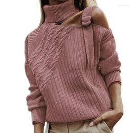 Women's Sweaters Elegant Fashion Autumn Winter Warm Long Sleeve One Shoulder Loose Knitwear Outwear Vintage Women Knitted Pullover Sweater