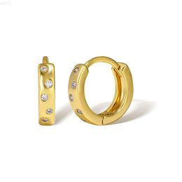 18k Gold Plated Brass Zircon Hoop Earrings for Women Crystal Huggie Charming Female Wedding Earring Piercing Jewellery Gifts