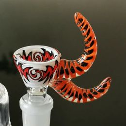 Glass Slides Bowl Piece Bong Bowls Heady Colour Dab Rigs Accessories Wig Wag Smoking Tool 14mm Male Dry Herb Tobacco Bowl With Handle ZZ