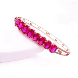 Bangle Manzhouli Russia 585 Purple Gold Inlaid Redstone Bracelet Women's Luxury Fashion 14K Colored