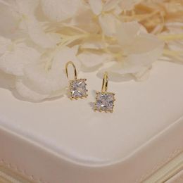 Stud Earrings Design Fashion Korea Jewelery Crystal Square For Woman Holiday Party Exquisite Zirconia Geometric Earring