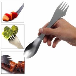 Camp Kitchen Multifunctional 3IN1 Stainless Steel Cutlery Tableware Flatware Knife Spoon Set Combo Picnic Camp Knife Fork Spoon Integrated YQ240123