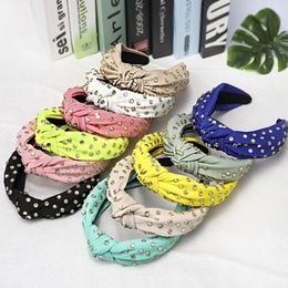Instagram Hot Selling Wide Edged Crystal Rhinestones with Knots in the Middle, Japanese and Korean Fabric Headband for Women C498