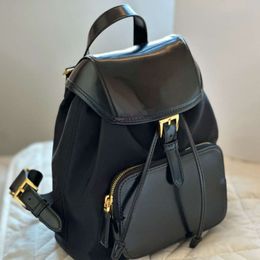 Designer Women Black Backpack Buckle Drawstring School Bag High Quality Medium Capacity Bag For Women P2399