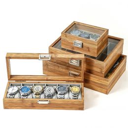 Chinese-Style Eco-Friendly Bamboo Material 3/6/10/12 Slots Watch Storage Box Case Christmas Gift For Friend And Workmate 240123