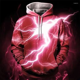 Men's Hoodies Graphic Lightening Fashion 3D Print Hoodie Sports Outdoor Holiday Vacation Red Blue Hooded Front Pocket Spri