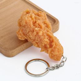 Keychains Simulation Food Keychain Fried Chicken Leg Pendant Restaurant Client Gift Chef Cook Keyring Children's Toy Promotional