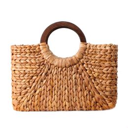 Designer- Women Vintage Rattan Handbag Female Bohemian Summer Beach Straw Bags Lady Simple Weave Bag Handmade Casual Large Tote SS262p
