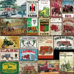 Metal Painting Farm Tractors Metal Tin Signs Farm Trucks Poster Vintage Wall Art Painting Plaque Art Craft Pub Bar Home Decor Metal Painting