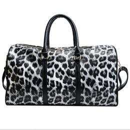 Totes Bag Women PU Leopard Printing Designer Handbags 44cm Transparent Luggage Duffle Bag217R