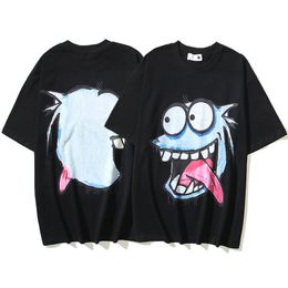 Oversized T-Shirt Double Sided Cartoon Print Short Sleeve Men Women Loose Casual Top Tee T Shirt