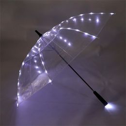 LED Light Up Umbrellas with Flashlight Handle, Clear Rain Umbrella for Social Media Videos, Battery operated, tiktok, Night Walking, Romantic cool light