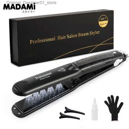 Hair Straighteners Steam Hair Straightener Professional Ceramic Vapor Flat Iron 450 Fast Heat Argan Oil Treatment Hair Care Tools Q240124