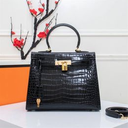 Lady Handbag Large Capacity Package Shopping Bag Fashion Alligator 5A Quality Genuine Leather Lock Hasp Women Tote Bag220o